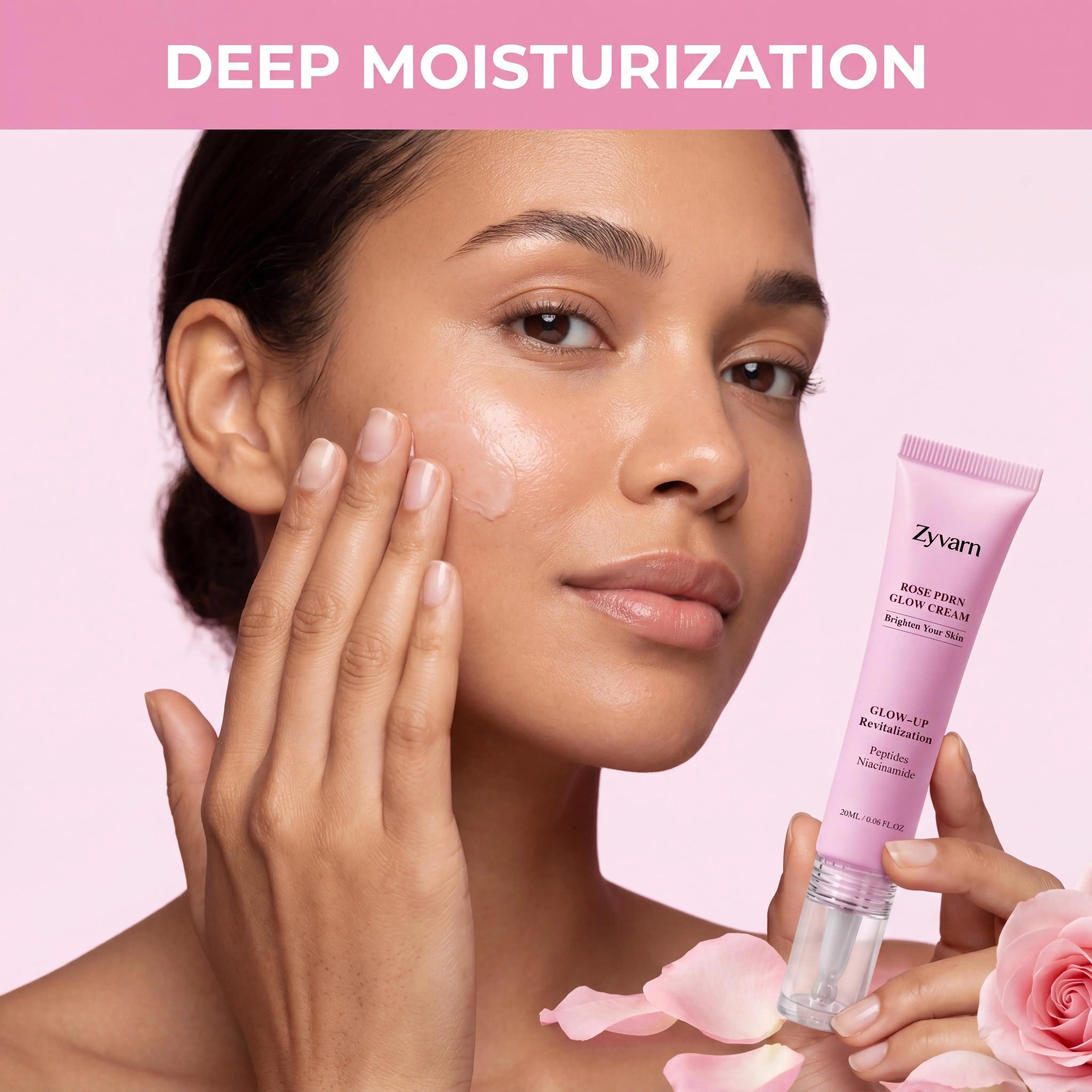 ZYVARN Rose PDRN Glow Boost Cream – Niacinamide & Peptides Facial Moisturizer Cream Zpaxo