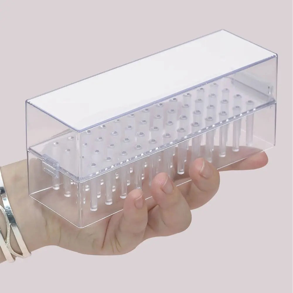 Transparent Nail Drill Bits Storage Box Professional Dustproof Zpaxo