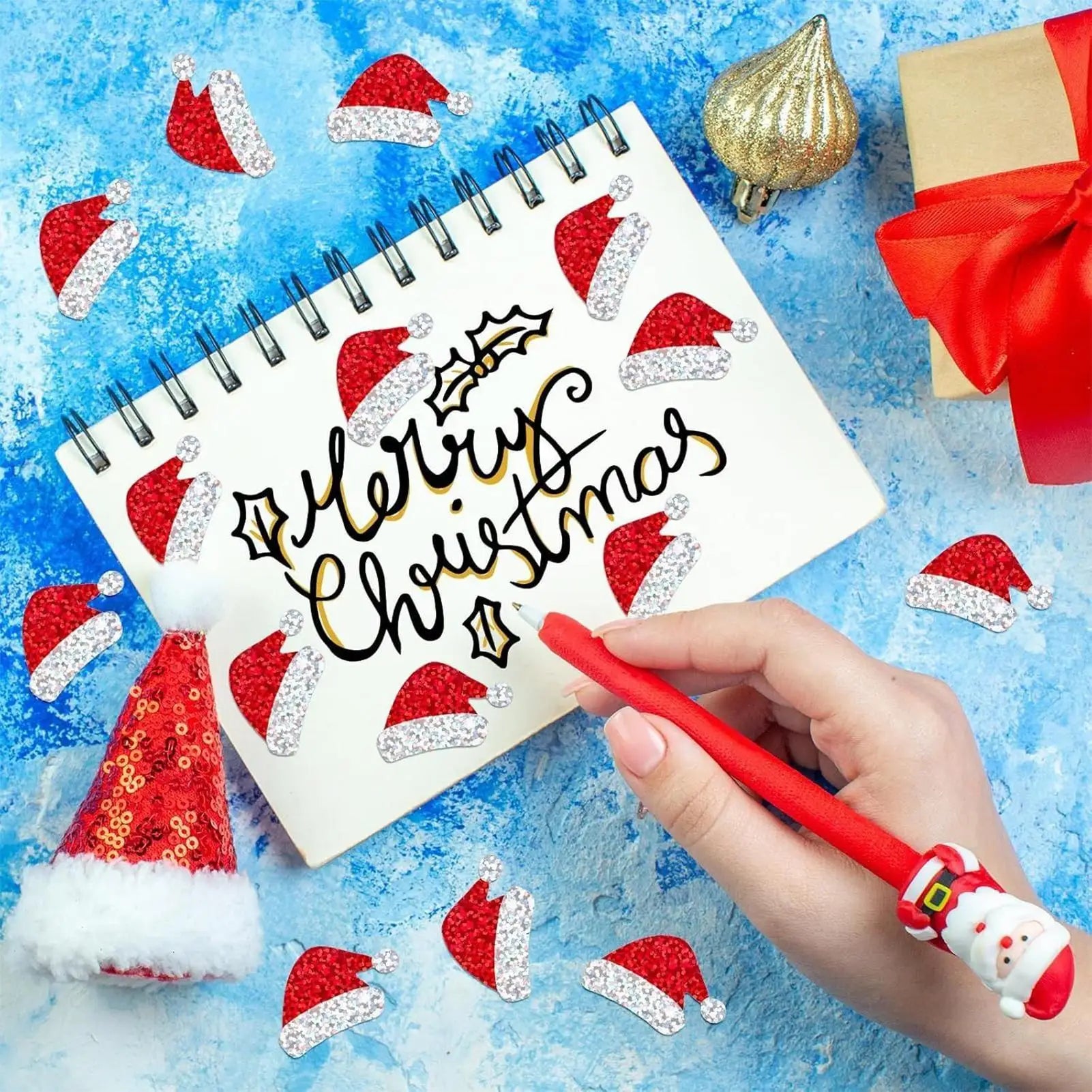 Santa Hat Stickers Roll 500 Christmas Adhesive Holiday Seals Decals