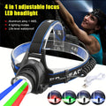 4-in-1 LED Headlamp – Zoomable Rechargeable Multi-Color Headlight