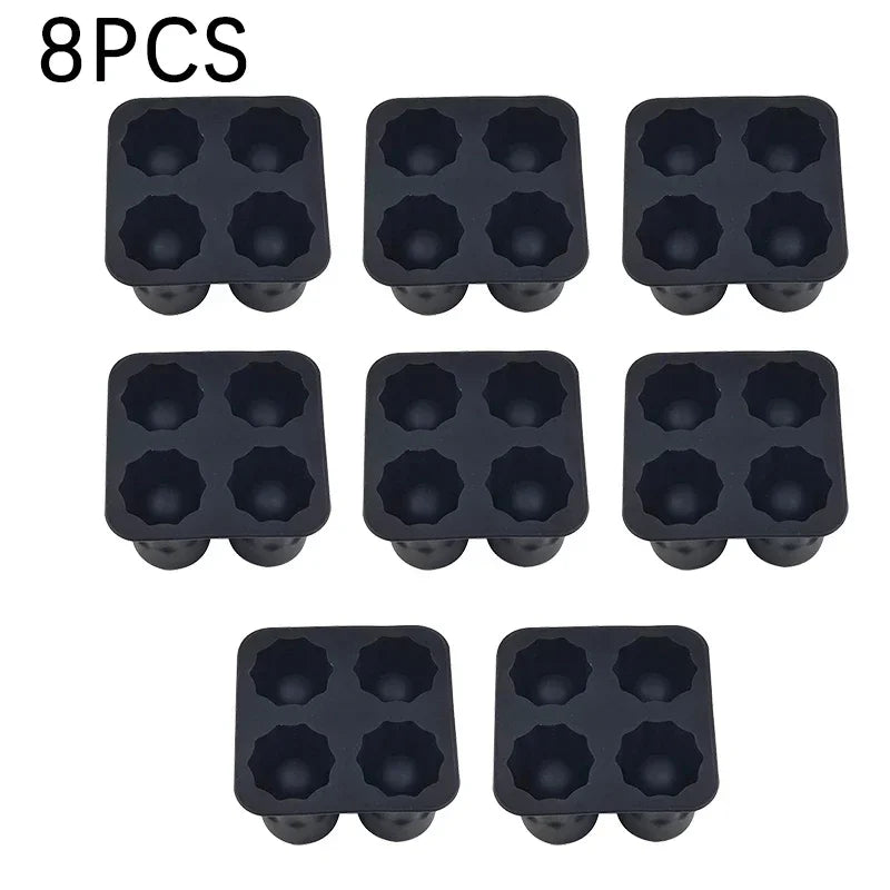 Silicone Shot Glass Mold 4 Cavities Round Ice Reusable Non-stick Zpaxo Black-8PCS
