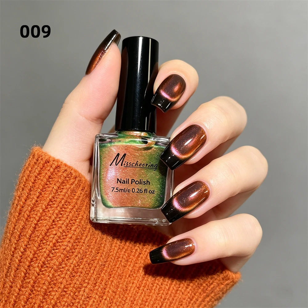 Olive Green Iridescent Cat Eye Nail Polish Magnetic Polarized Gel No Zpaxo 09