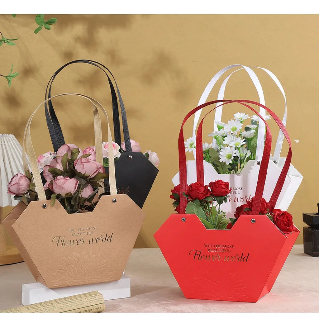 Heart-Shaped Paper Flower Gift Box with Handle | DIY Floral Floral Gift Box Zpaxo