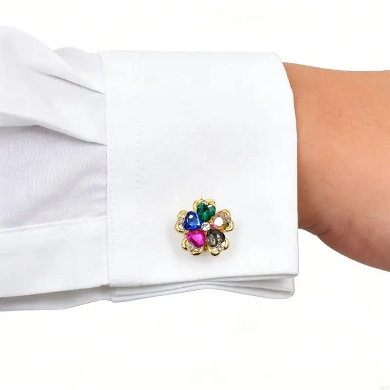 Women Easy Clip Button Covers Flower Designs Shirt Accessories