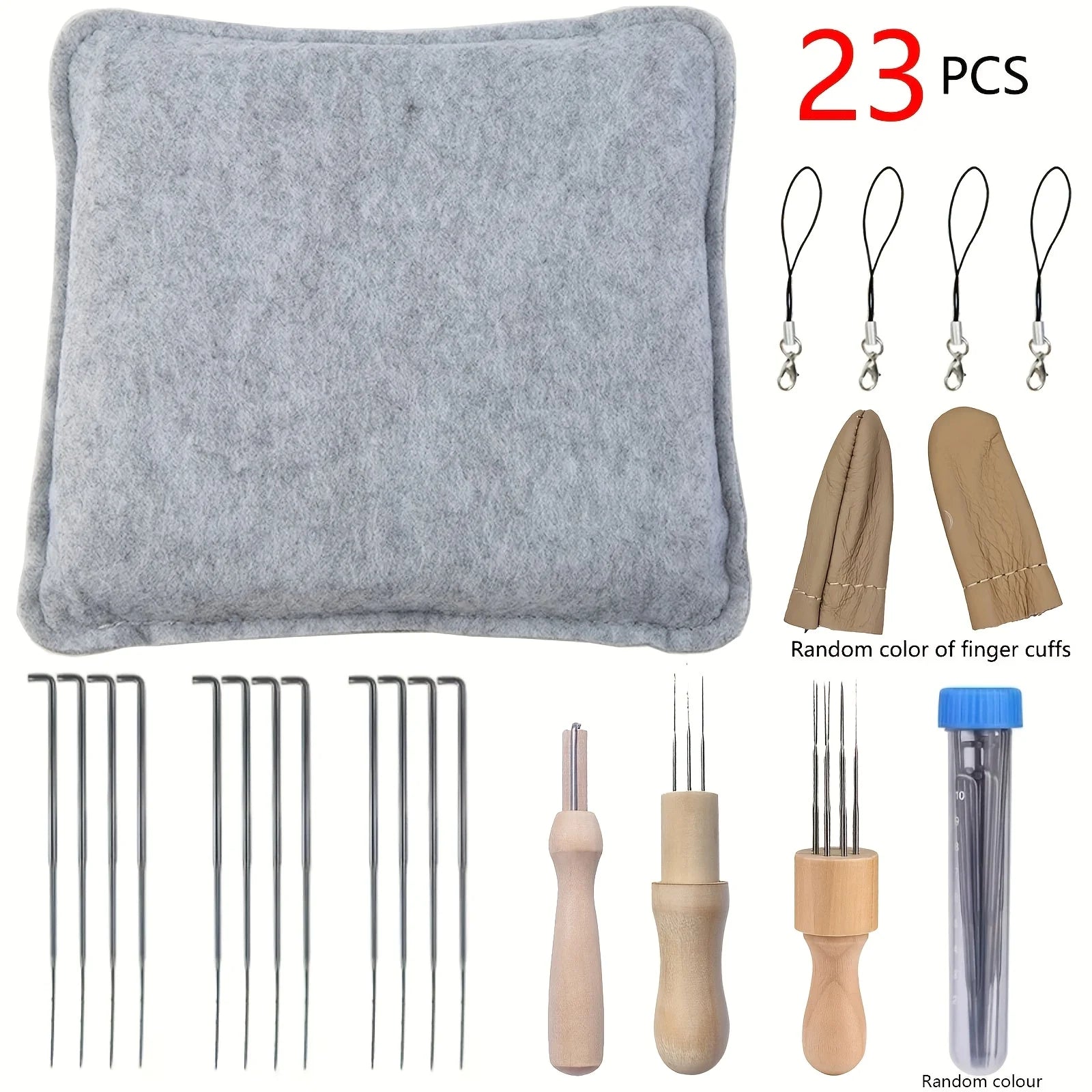 Needle Felting Metal Tool 3 Sizes Wooden Handles 12 Needles Finger