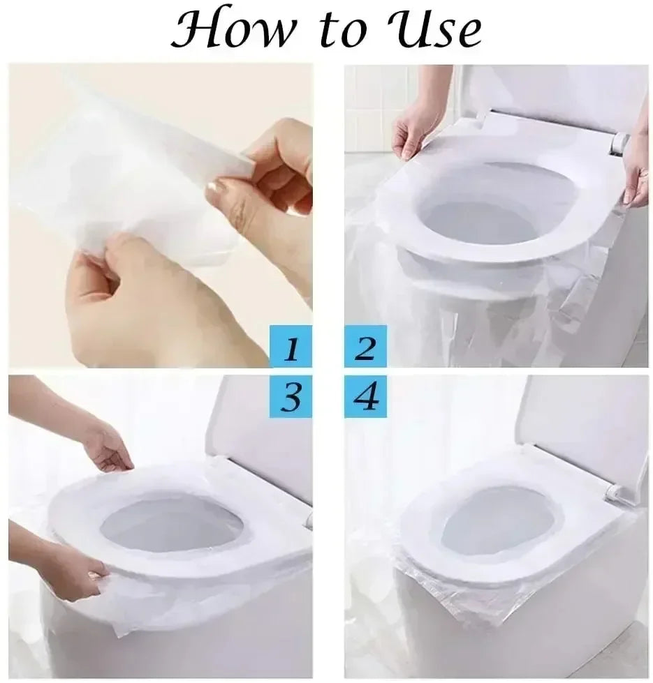 10/50PCS Biodegradable Disposable Plastic Toilet Seat Cover Portable Safety Travel Bathroom Toilet Paper Pad Bathroom Accessory Zpaxo