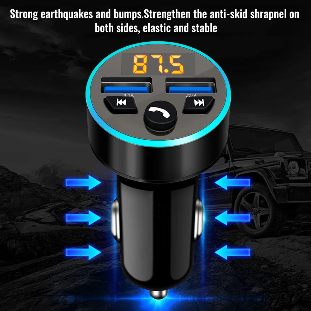 Bluetooth 5.0 FM Transmitter Handsfree Car Radio Modulator MP3/MP4 Player USB Super Quick Phone Charge Adapter for Automobile Zpaxo