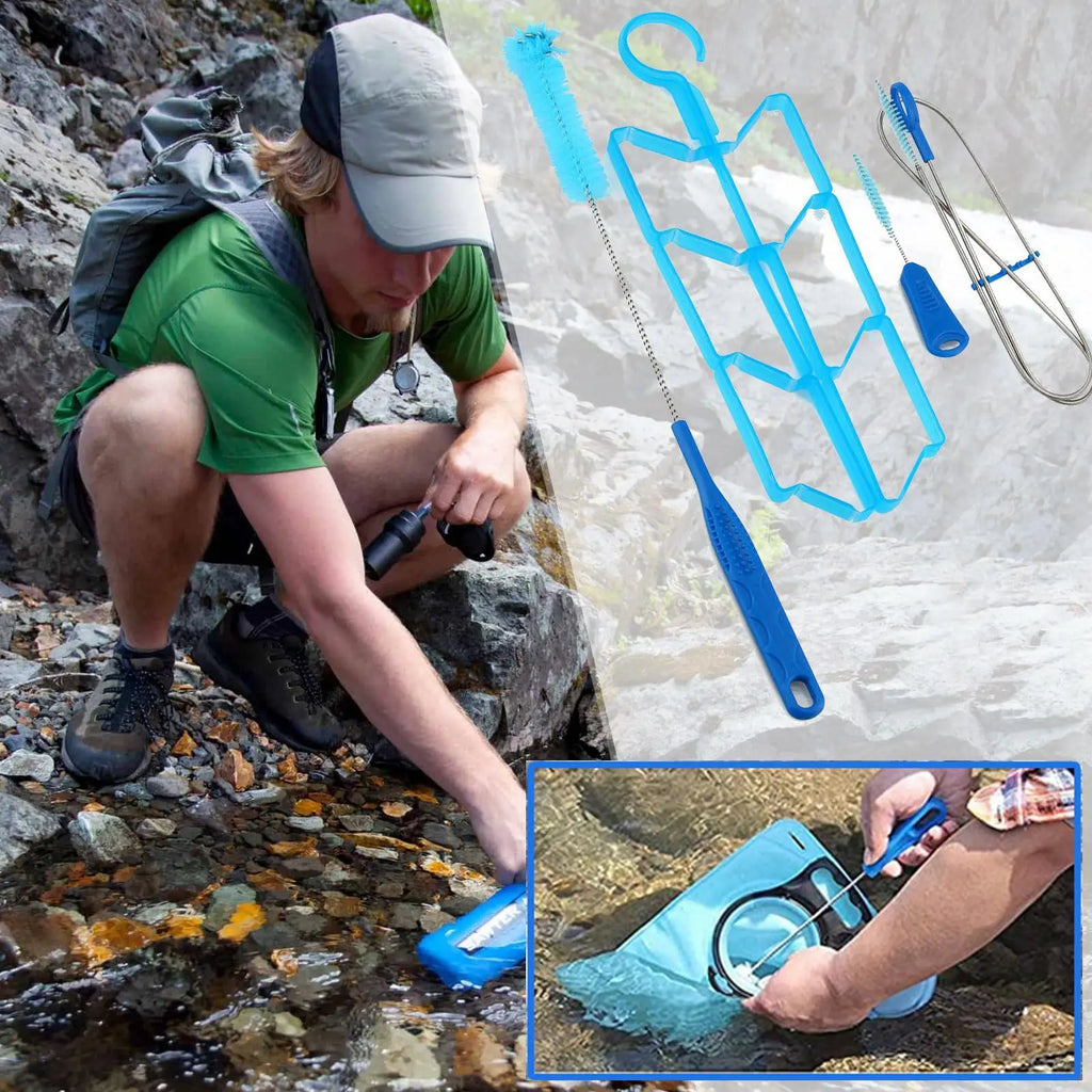 1Set 4In1 Water Bag Brush Cleaner Hydration Bladder Tube Brush Water Bag Cleaning Kit Brush Clean Tool For Water Bladders Zpaxo