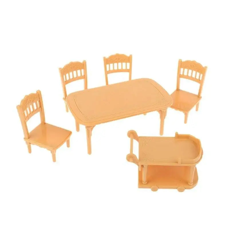 1 12 Dollhouse Miniature Plastic Food Cart Table Chair Model Zpaxo Yellow