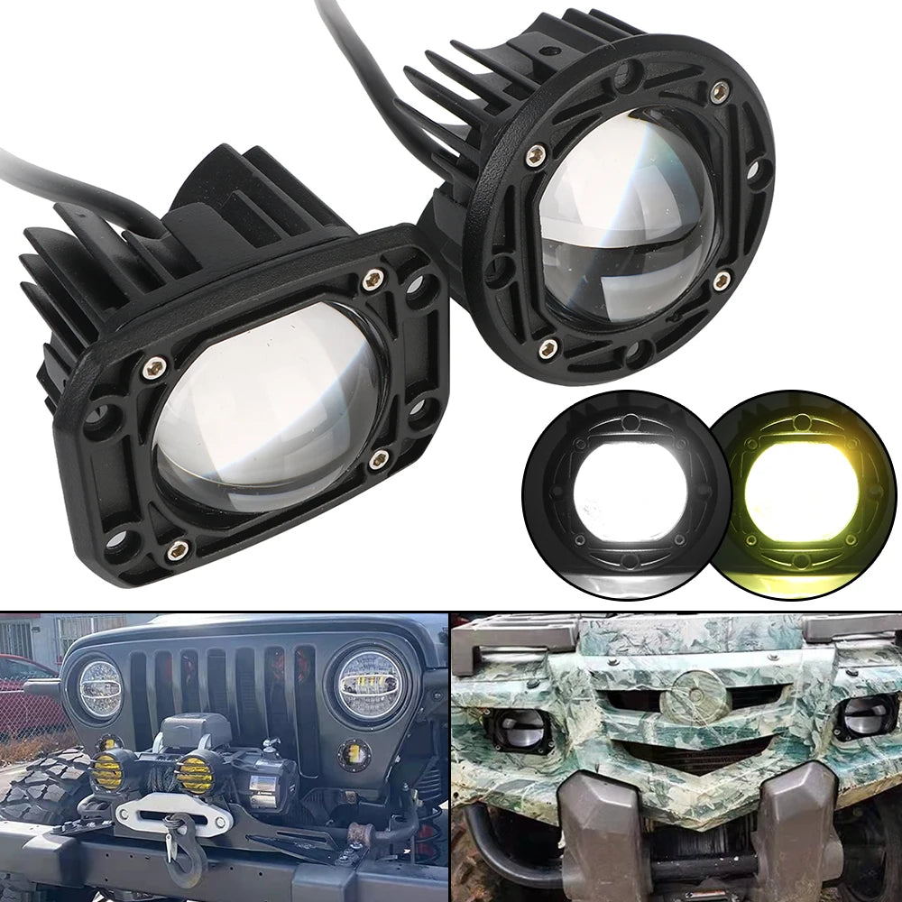 6000K White 3500K Yellow 8D Lens Fog Lights Flush Mount Driving Work