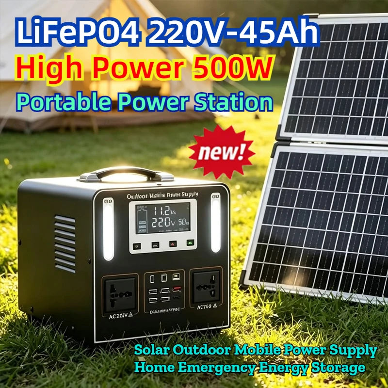 New 500W Portable Power Station 220V 45Ah Solar Generator Emergency Backup Battery Power Supply for Home Outdoor Camping Stall Zpaxo