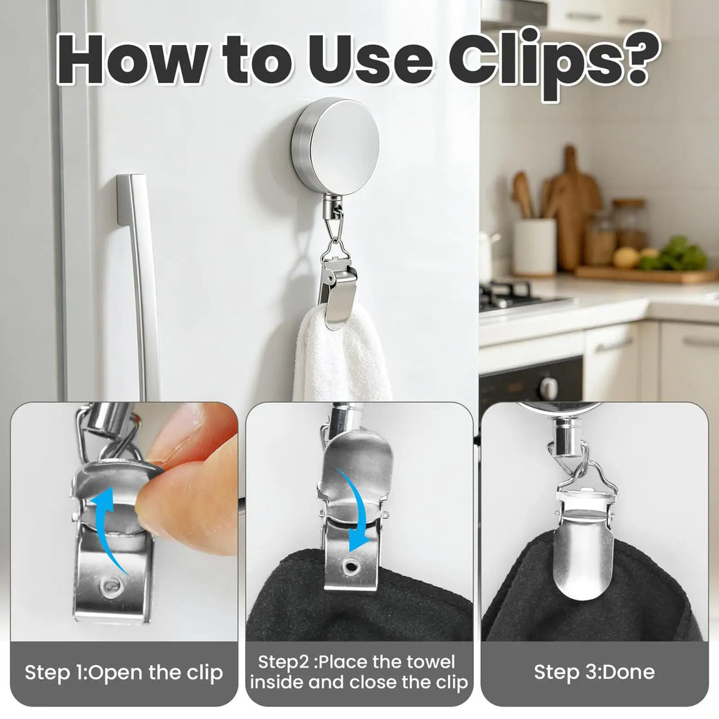 Self-adhesive Bathroom Robe Coat Towel Clips Rack Wall Automatic