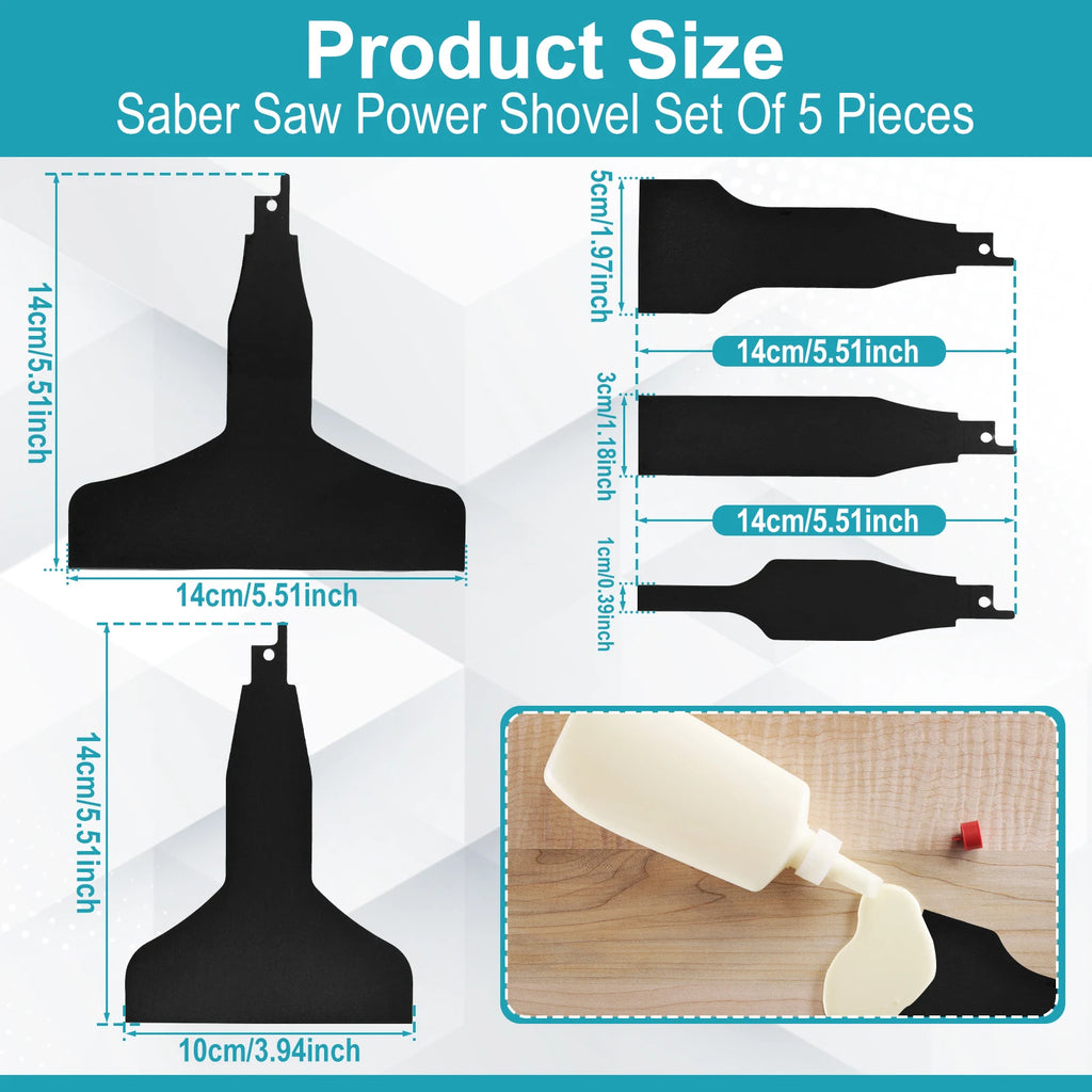 2/4/5Pcs Reciprocating Saw Scraper Set Sturdy Blade Shovel Cleaning Scraping Tool High Carbon Steel Electric Removal Wall Putty Zpaxo 5pcs