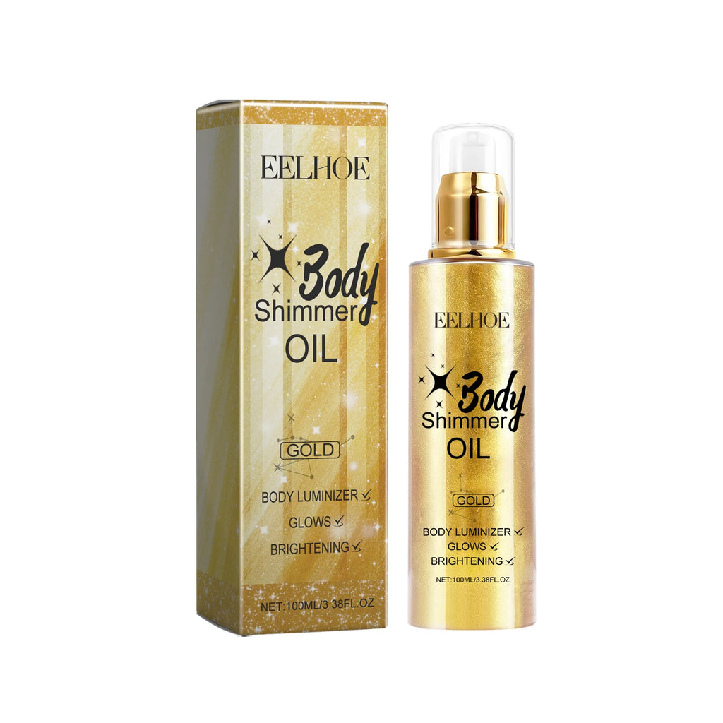 EELHOE Body Shimmer Oil Enhance Skin Tone Long-Lasting Easy To Color Long-Lasting Moisture Light Texture Not Heavy Shimmer 100ml Zpaxo gold 2 Pcs