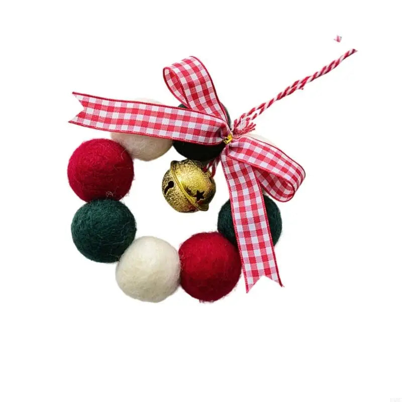 Handmade Mini Christmas Wreath Ornament Wool Felt Decors Soft Ball