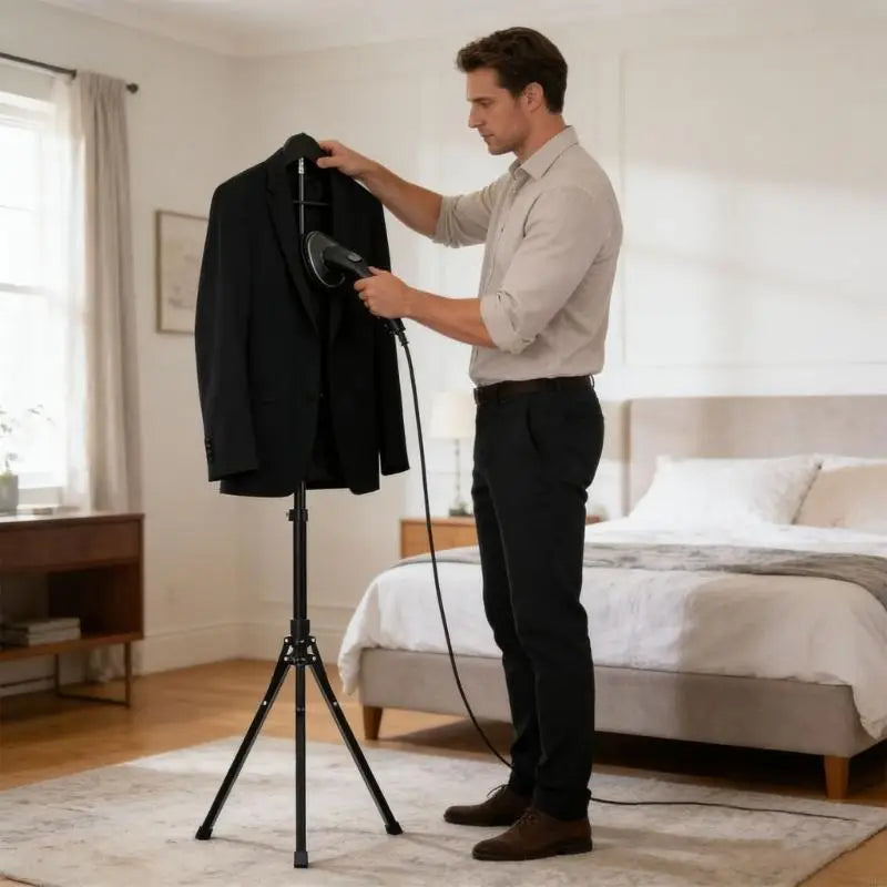 Space Saving Ironing Rack Featuring Extendable Bar Various Garment