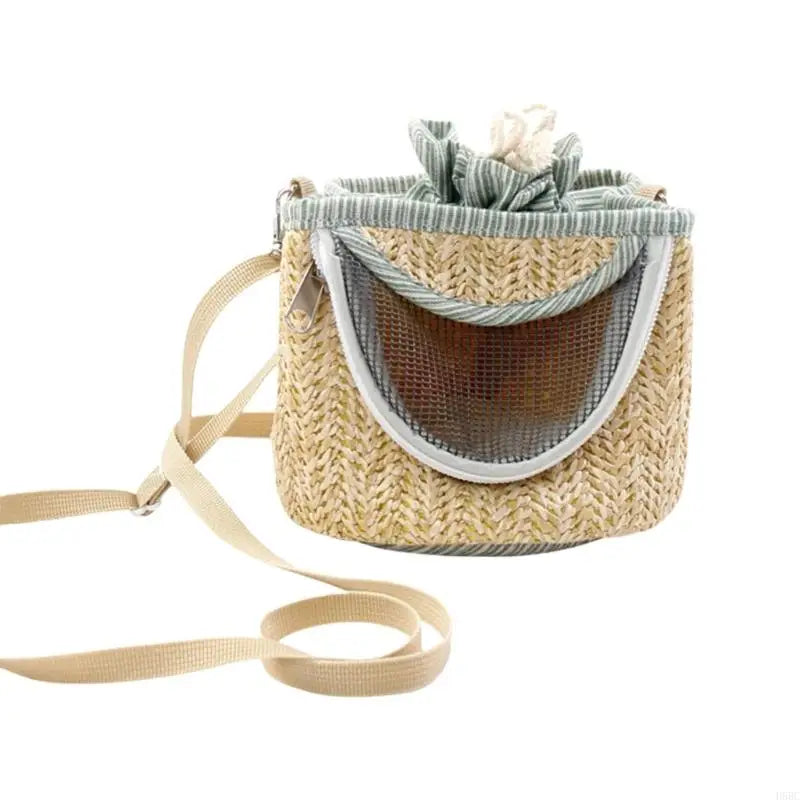 Ventilated Small Animal Carriers Bag Safety Zipperd Breathable Straw