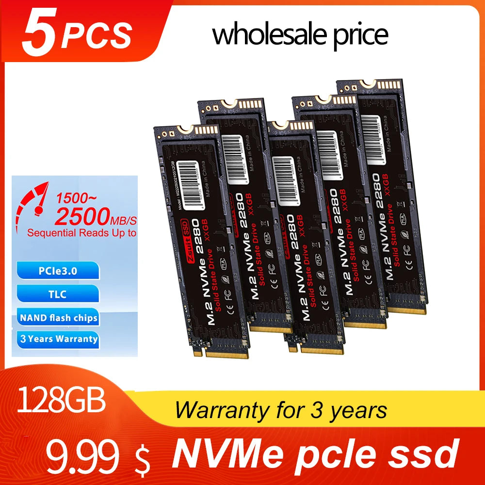 ZSUIT M.2 NVME SSD PCIe 3.0 128GB Hard Disk Internal Solid State Drive for Laptop Notebook Wholesale 5pcs/1pcs Ssd Nvme 128g Zpaxo 128GB-5pcs