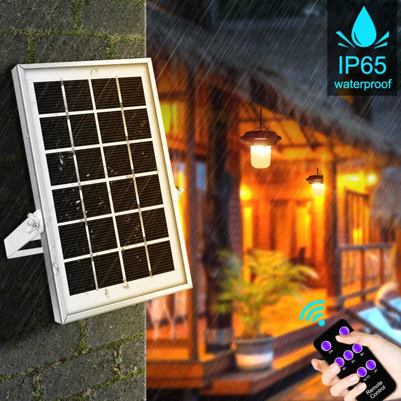 Double Head Solar Pendant Light Portable Outdoor Garland Dimmable LED Shed Light with Remote Control for Outdoor Lighting Zpaxo