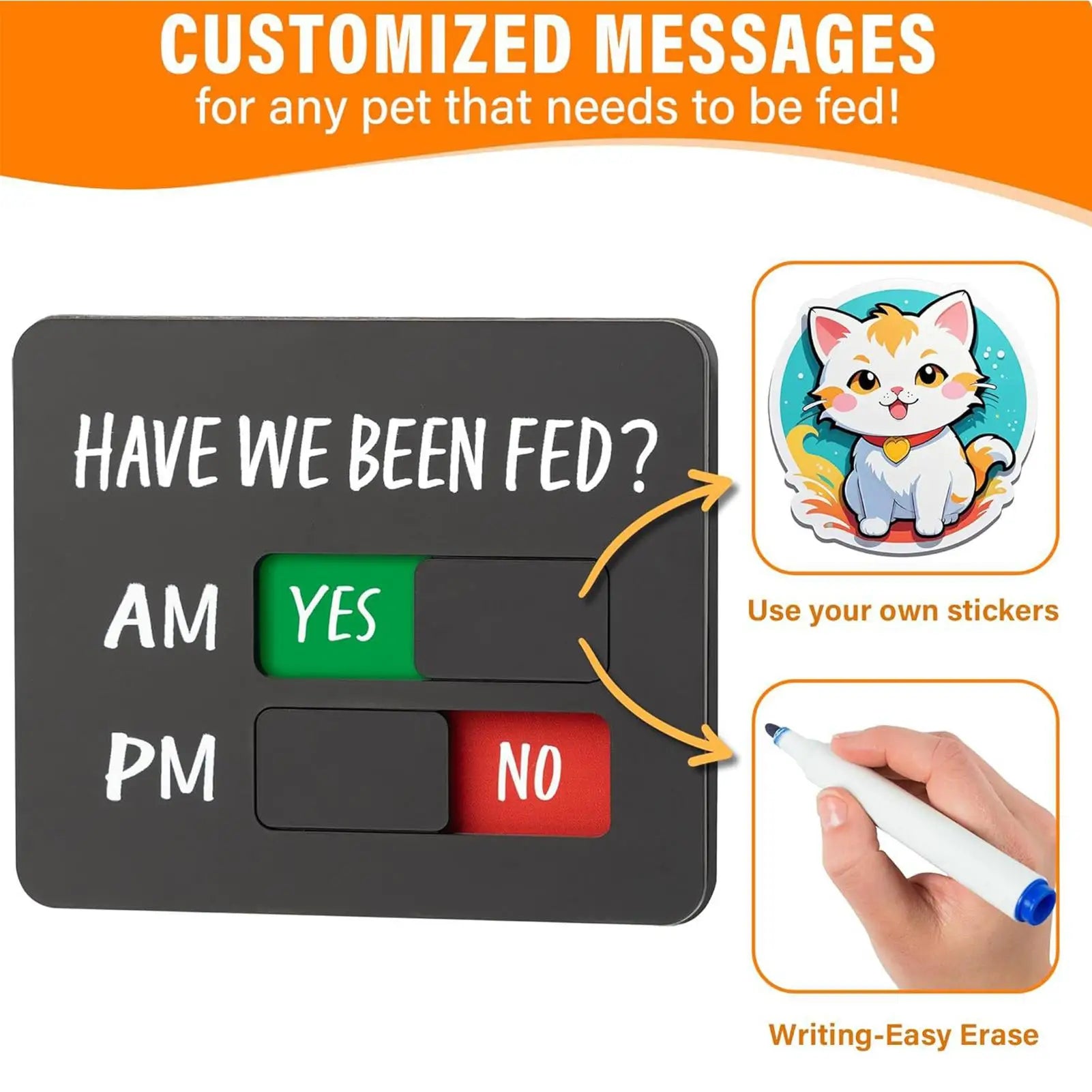 Cat Dog Fed Sign Have We Been Chart Magnet Fridge AM PM Feeding