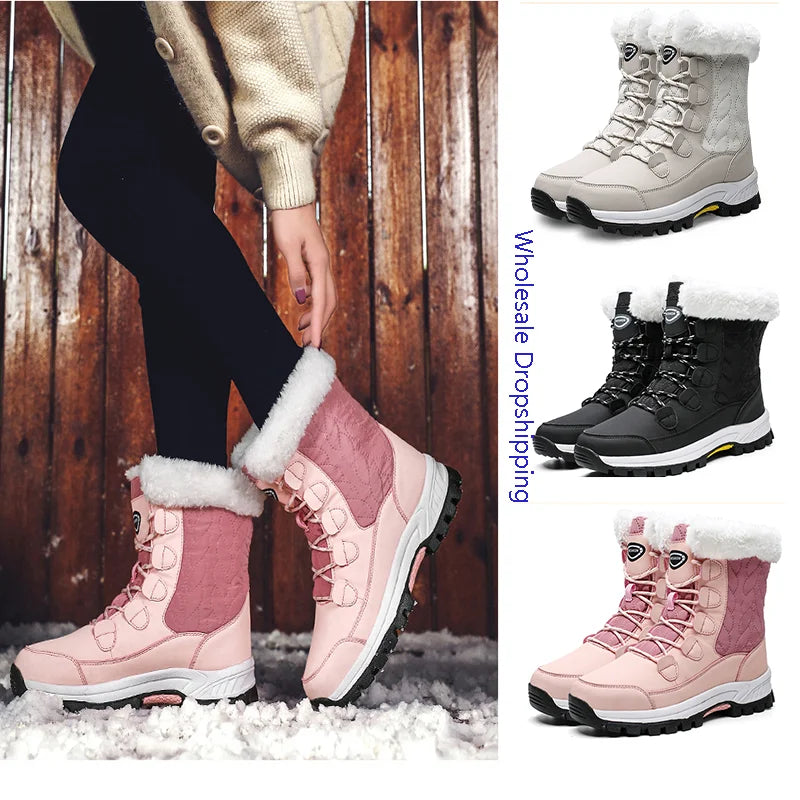CINESSD Women Classic Snow Boots Winter Warm Shoes Handmade Platform Zpaxo