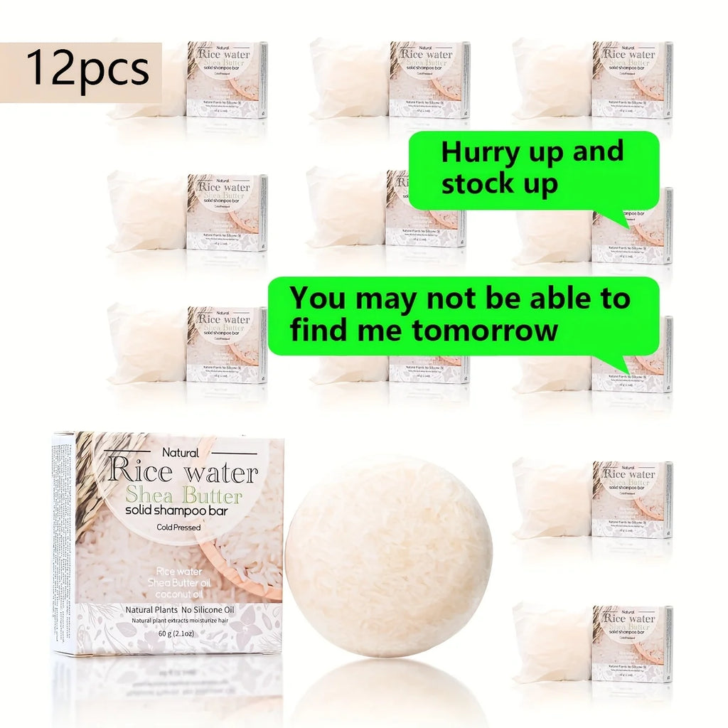 12-Pack Rice & Shea Butter Solid Shampoo Bars – Deep Cleanse Solid Shampoo Bar Zpaxo Default Title