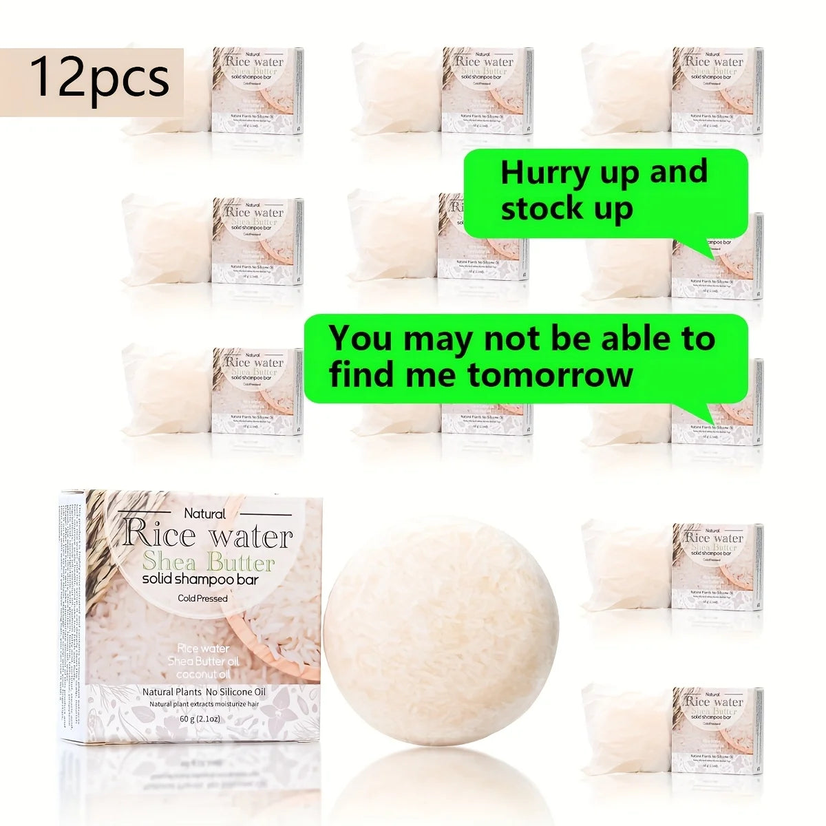 12-Pack Rice & Shea Butter Solid Shampoo Bars – Deep Cleanse Solid Shampoo Bar Zpaxo Default Title