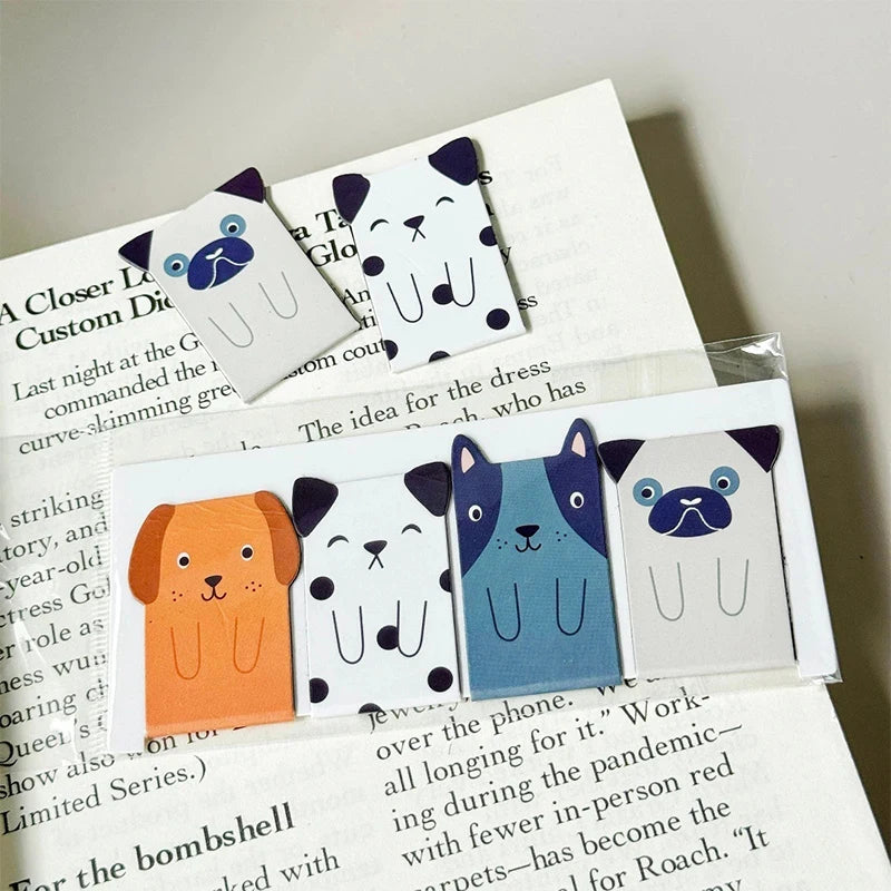 4 Cartoon Animal Magnetic Bookmarks Cute Dog Cat Stationery Students