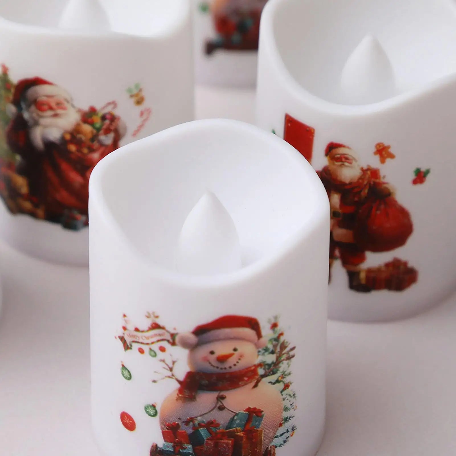 LED Christmas Candles Flameless Santa Claus Snowman Electronic Candle