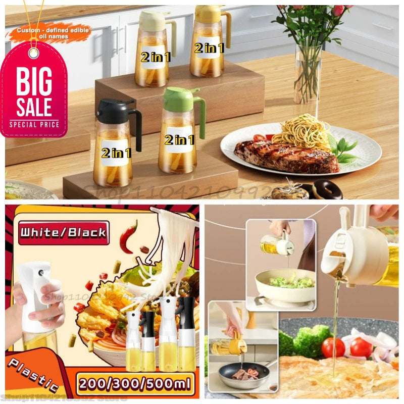 Oil Sprayer for Cooking, Kitchen 2 in 1 Spray and Pour Olive Oil Dispenser with Stickers,Oil Spray Bottle Zpaxo
