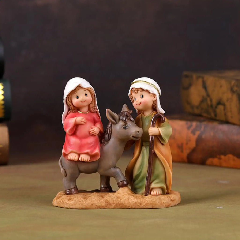 Holy Family Statue Catholic Christmas Resin Cartoon Joseph Virgin Mary Figurines Religious Catholic Figurines Sculptures Zpaxo