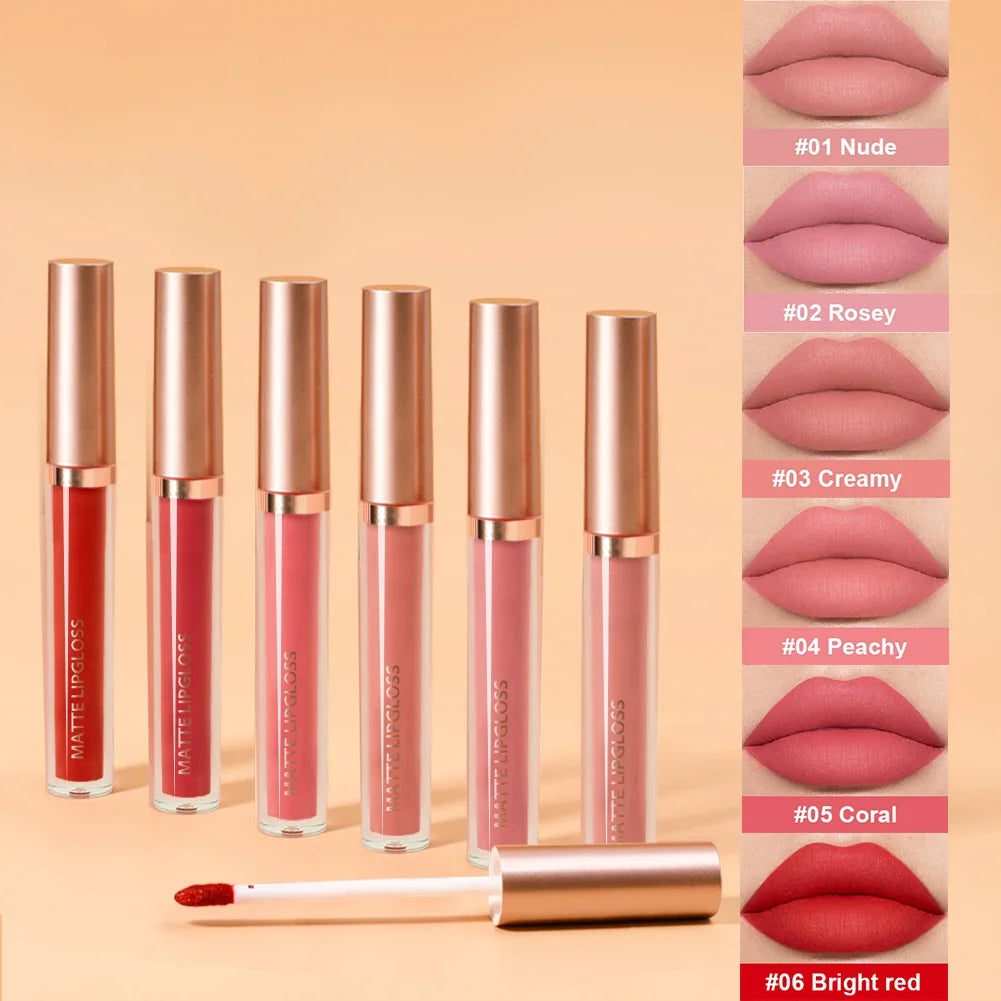 Matte Lip Gloss AB Two Sets Not Stained Cup Mouth Red Moisturizing Zpaxo A-6PCS