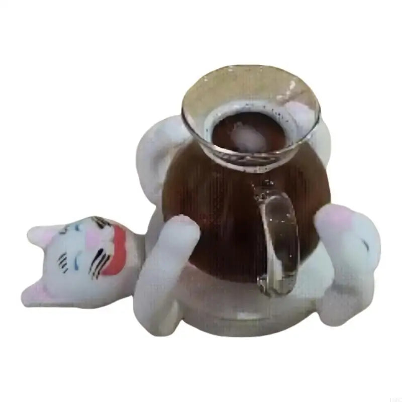 Funny Cats Heat Insulation Tabletop Drink Nonslip Cup Holder Desktop Decoration for Coffee and Milk Cup Zpaxo White CN