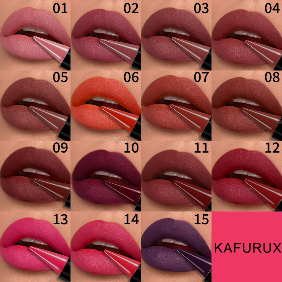 15-Colors Sexy Red Lipstick Pen Waterproof Matte Contour Tint Long