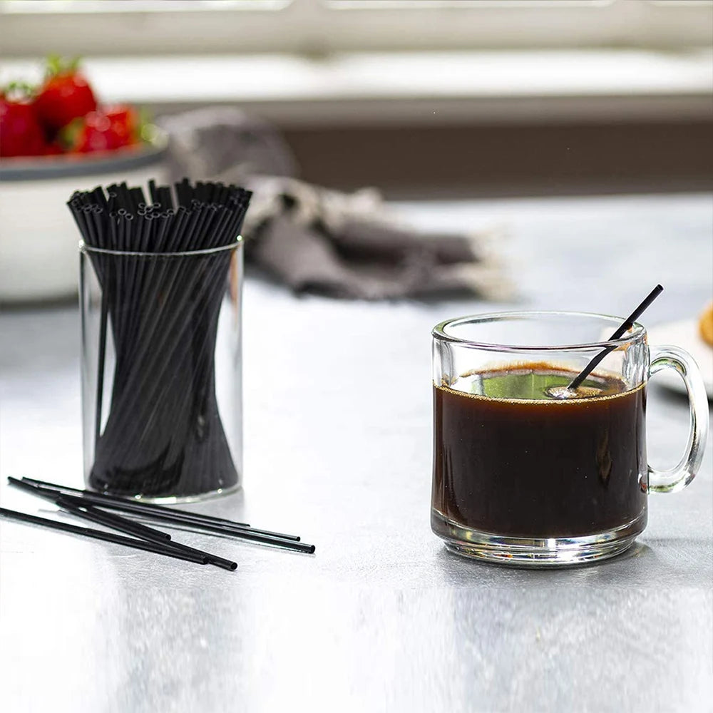 500Pcs Disposable Straws Black 13cm Plastic Coffee Cocktail Stirrers Straws Drink Tube Bar Party Accessories Zpaxo