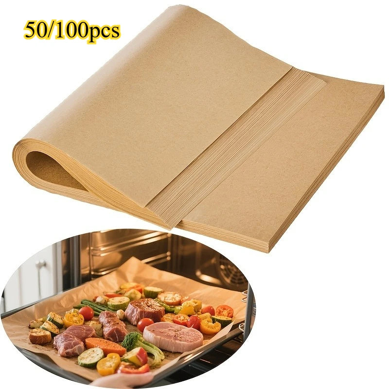 50 Pre-cut Parchment Paper Sheets 3 Multi-size Non-stick Baking