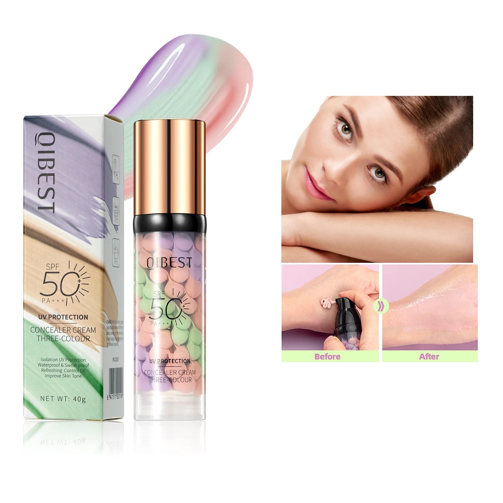 Spiral Concealer Isolation Cream - SPF50+ UV Protection, Waterproof & Long-Lasting Zpaxo