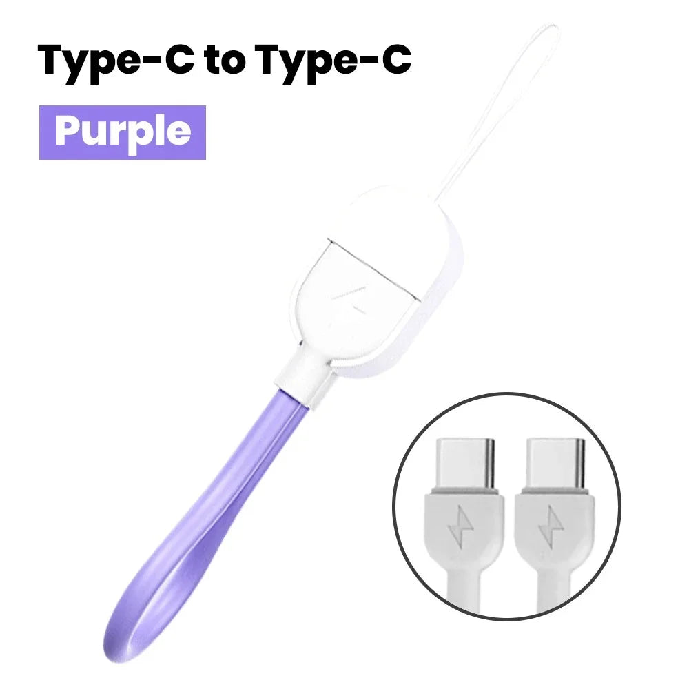 60W USB-C to USB-C Fast Charging Keychain Cable – 16cm USB-C Charging Cable Zpaxo Purple