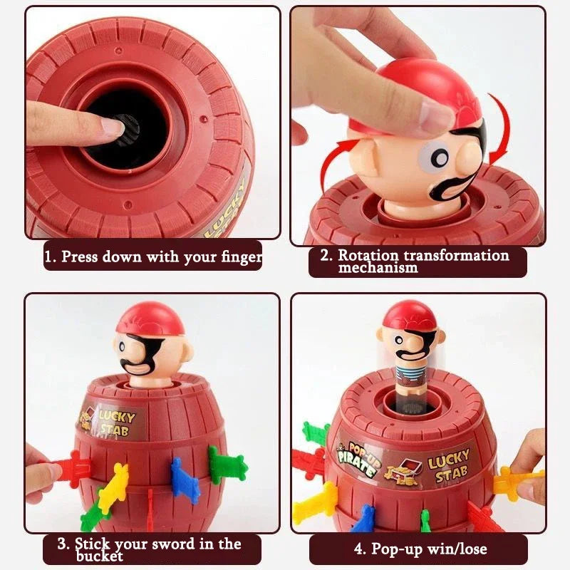 Funny Pirate Barrel Toy Sword Stab Jumping Game Board Children