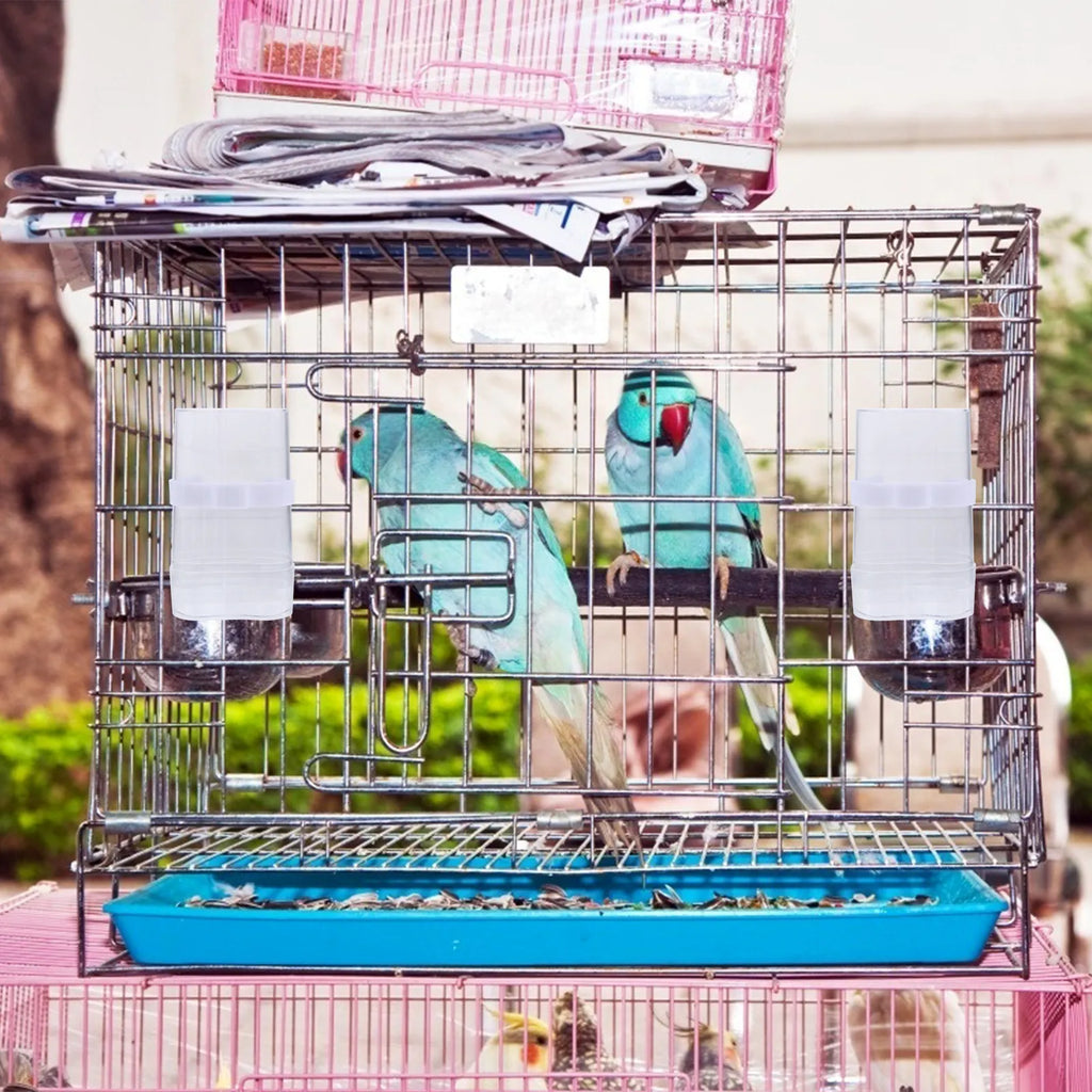 2Sets Automatic Bird Feeder Waterer Plastic Feeding Container Simple
