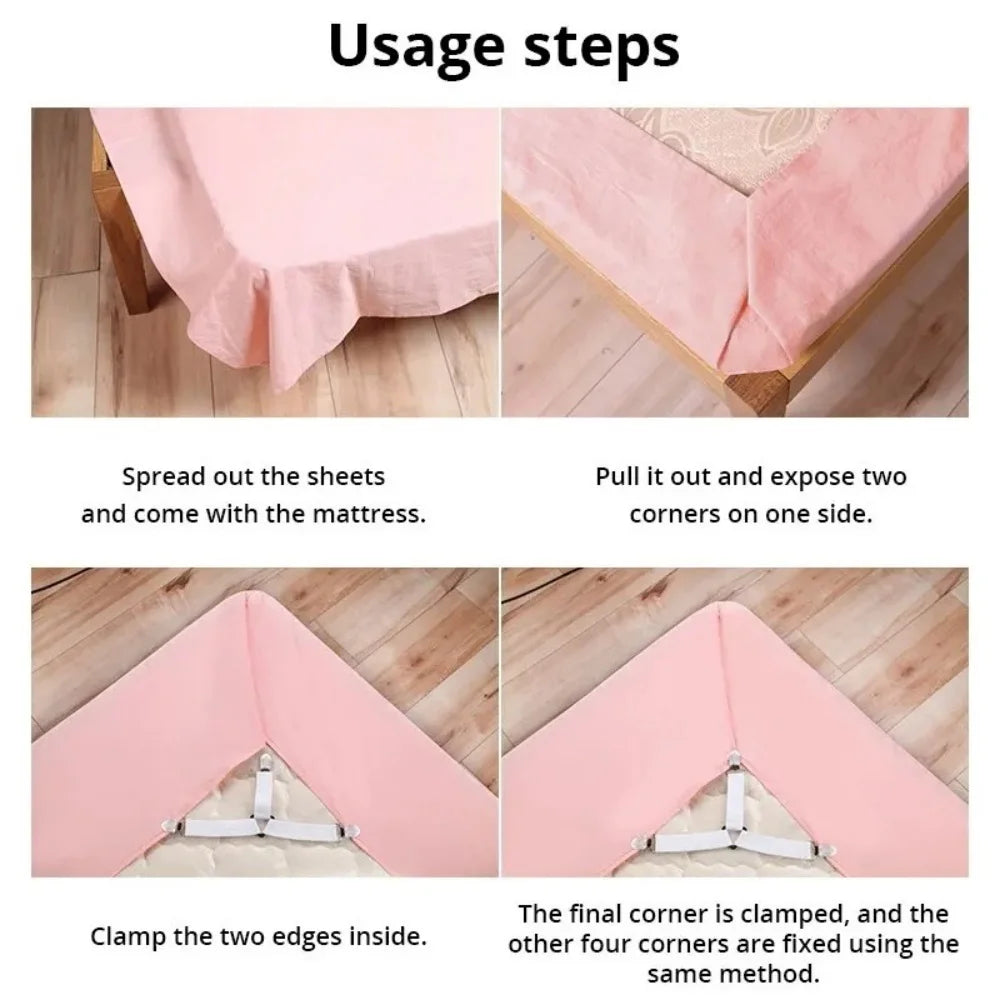4-Pack Adjustable Non-Slip Sheet Straps with Elastic Clips Sheet Strap Clips Zpaxo