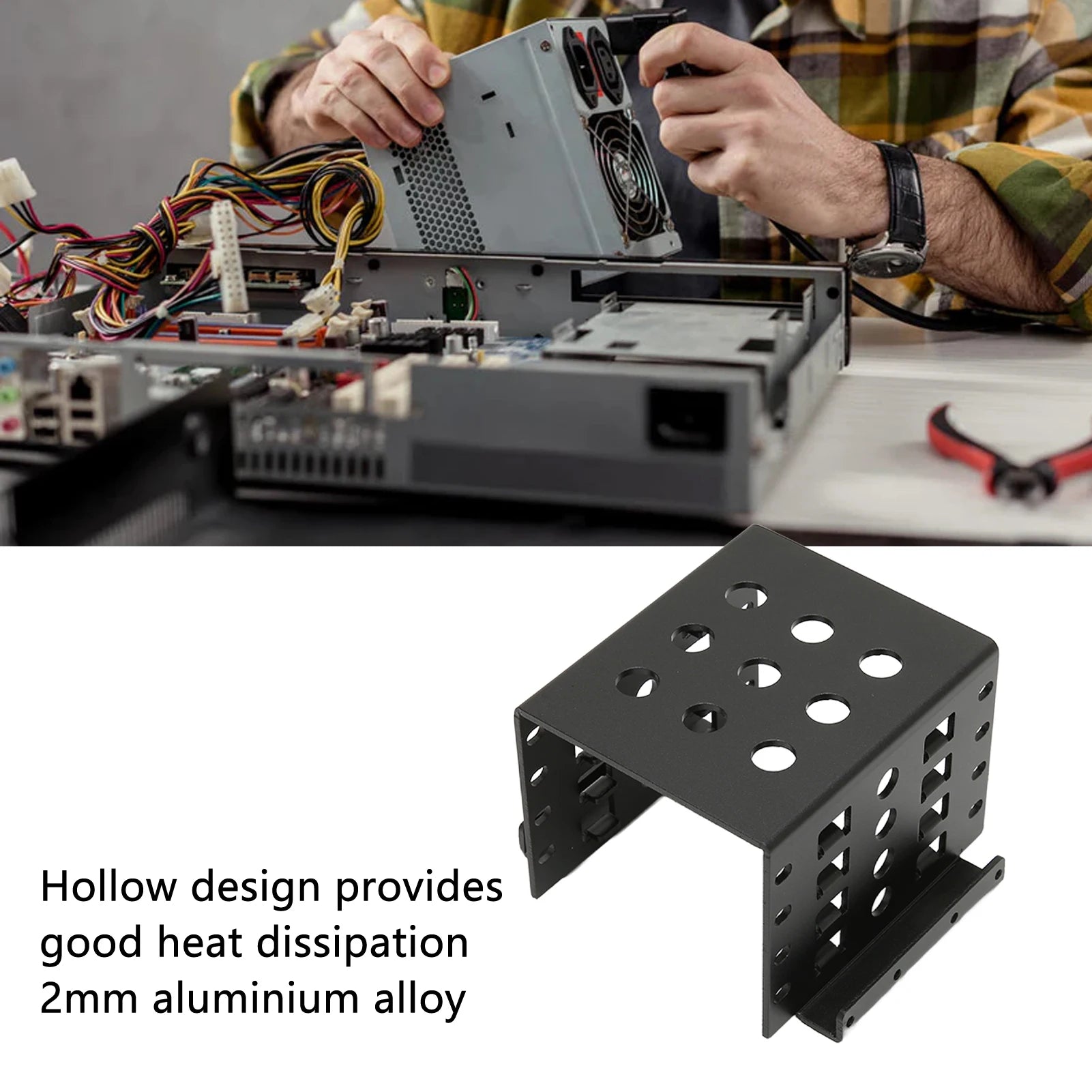2.5in HDD Mounting Rack HDD Mounting Bracket Kit 2.5in Hard Drive Cage Hollow Design for 2.5in IDE HDD SSD Not Inclube Hard Disk Zpaxo