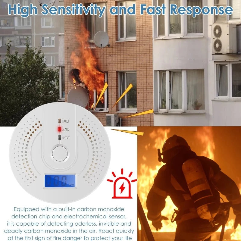 Independent CO Alarm Sensor Carbon Monoxide Alarm Detector High Sensitive Warning LED Display CO Alarm Battery Powered Zpaxo