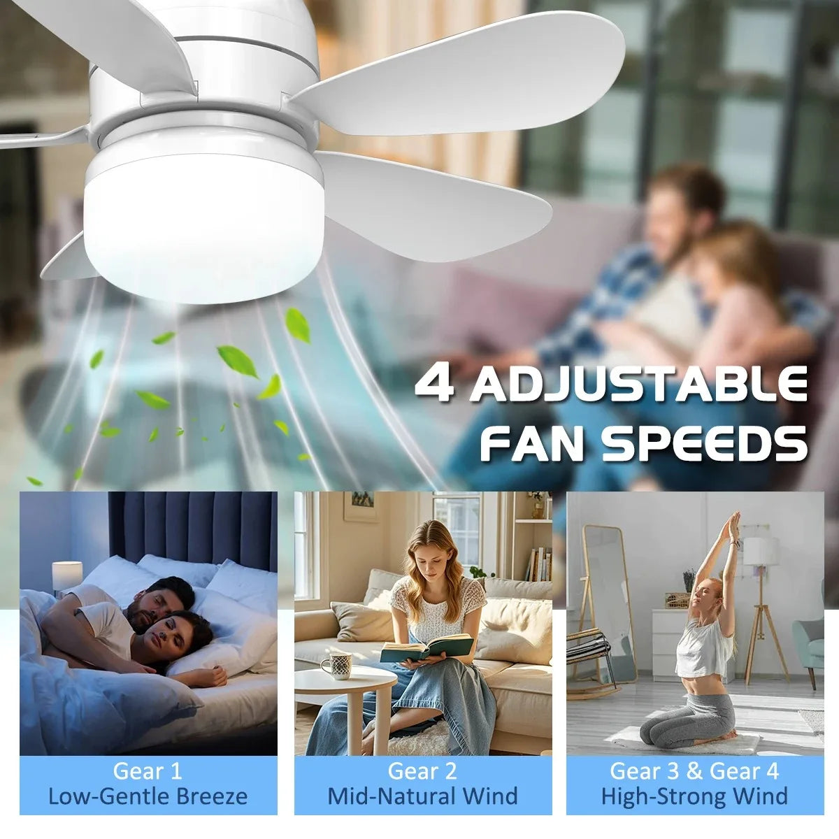 Indoor Fan Light Bulb Dimmable LED Ceiling Fans Lights Remote Zpaxo