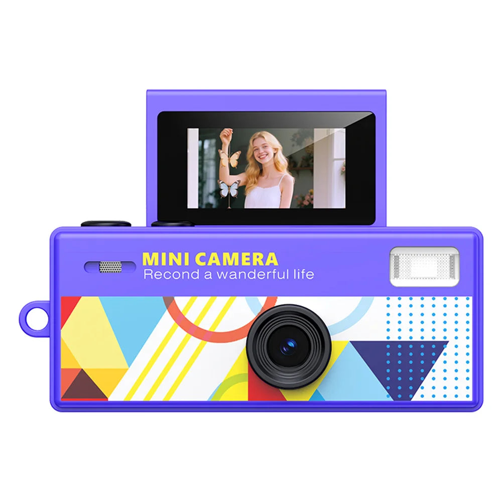 Palm-Sized Mini Digital Camera 180° Flip Selfie Screen with Flashlight Multiple Filters Keychain Portable Digital Camera LK030 Zpaxo Blue No TF card