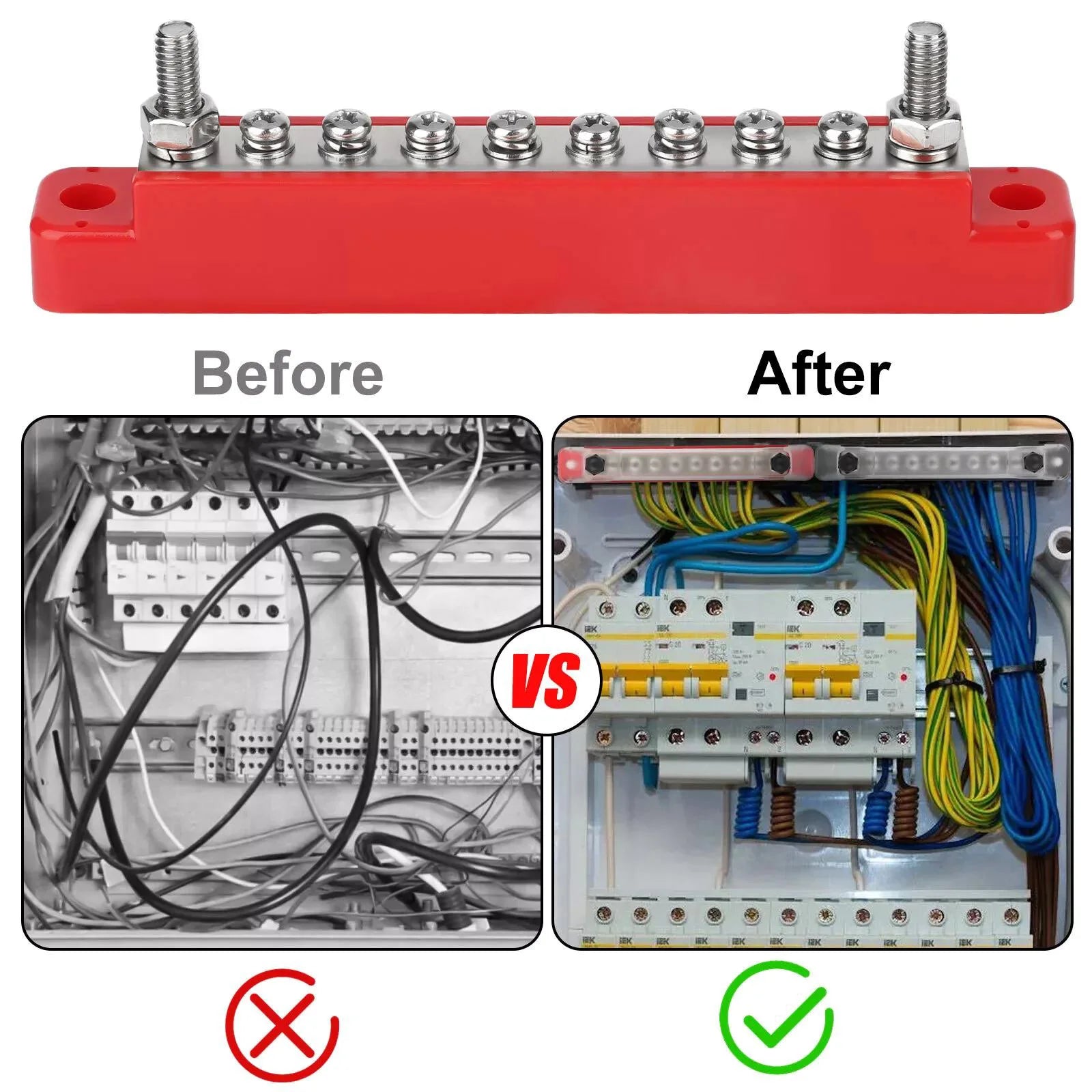 M6 12V Terminal Block Bus Bar 1 4-inch Stud 150A Electrical Power