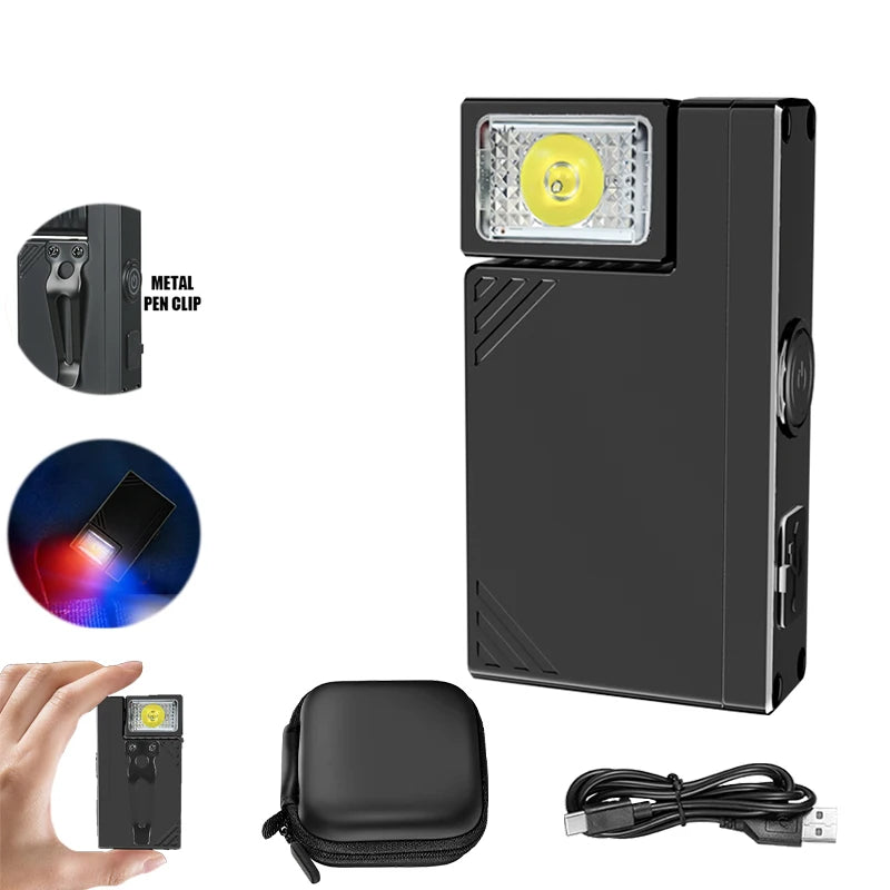 Mini COB LED Keychain Flashlight USB-C Rechargeable 600 Lumens LED Keychain Flashlight Zpaxo 1PC-Bag Fixed Focus