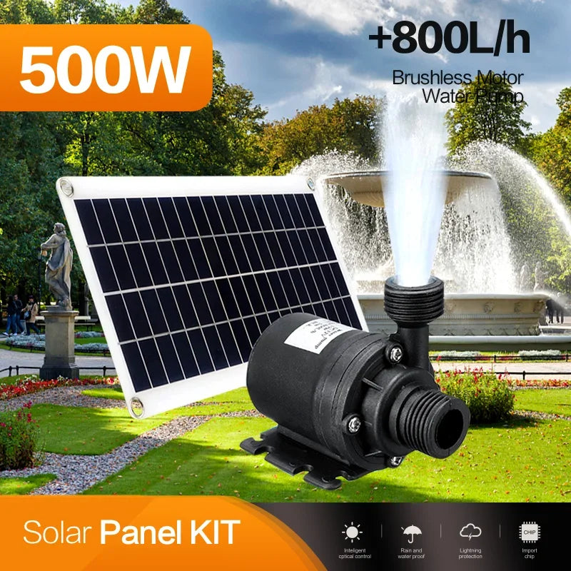 500W Professional Solar Water Pump H Flow Rate PET Plate Bird Bath Zpaxo