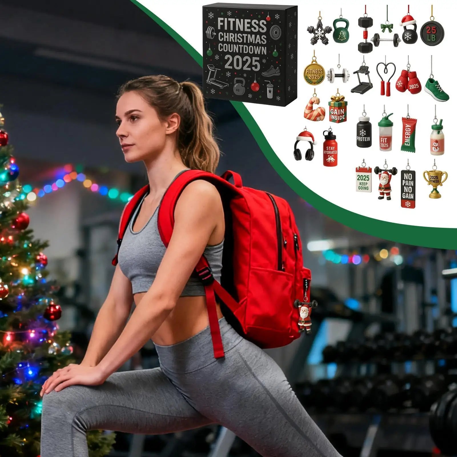 Christmas Countdown Calendar 2025 Fitness Gym Theme 24 Days 2D