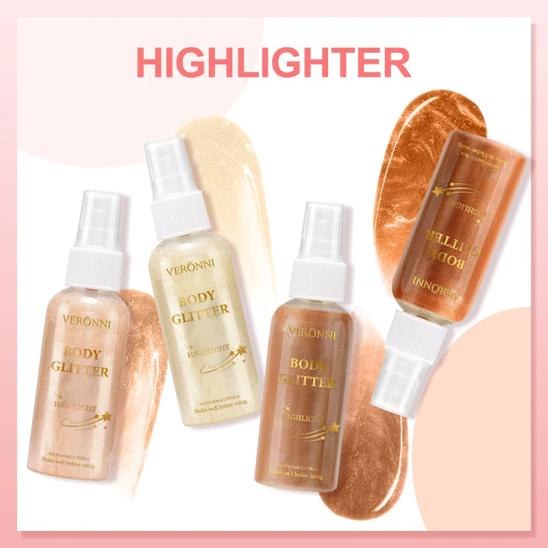 Body Shimmer Oil,Body Liquid Highlighter Facial Contour Brightening Makeup,Illuminating Liquid Highlighter for Face Body Hair Zpaxo